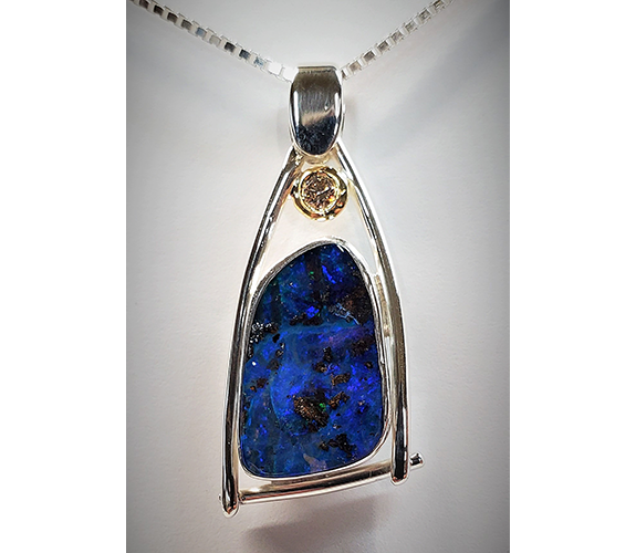 "Boulder Opal and Champagne Diamond Pendant" - Jeff Mckenzie